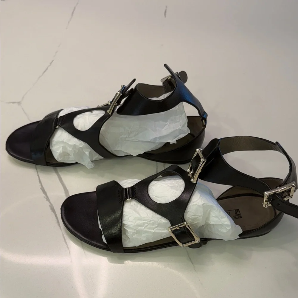 Versace Collection Black Leather Women's Sandals - Picture 10 of 13